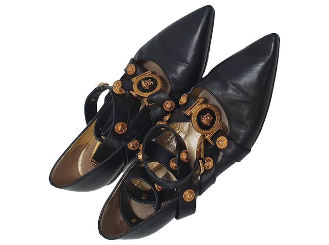 Bailarinas Versace Tribute Logo en piel negra Negro - vista 7