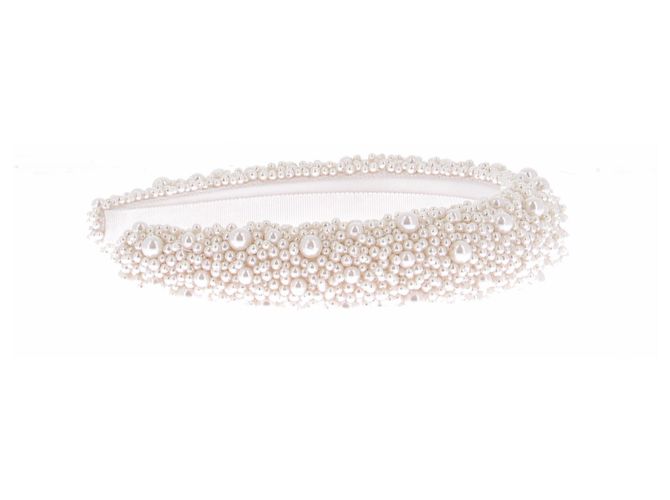 Jennifer Behr Cerchietto con perle bianche Bianco - vista 2