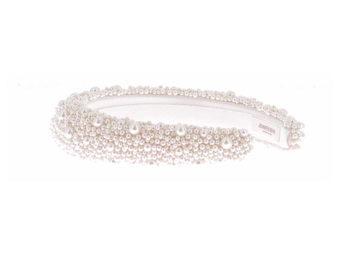 Jennifer Behr Cerchietto con perle bianche Bianco - vista 3