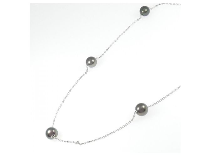 Collana Mikimoto Jewels In Motion in oro bianco Au750, perla nera e diamante Argento - vista 2