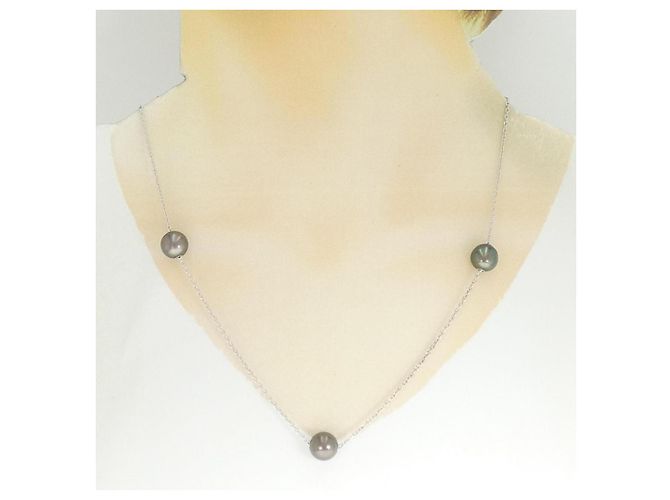 Collana Mikimoto Jewels In Motion in oro bianco Au750, perla nera e diamante Argento - vista 6
