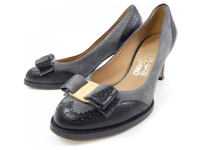 Décolleté Salvatore Ferragamo Marrone Nero - vista 3