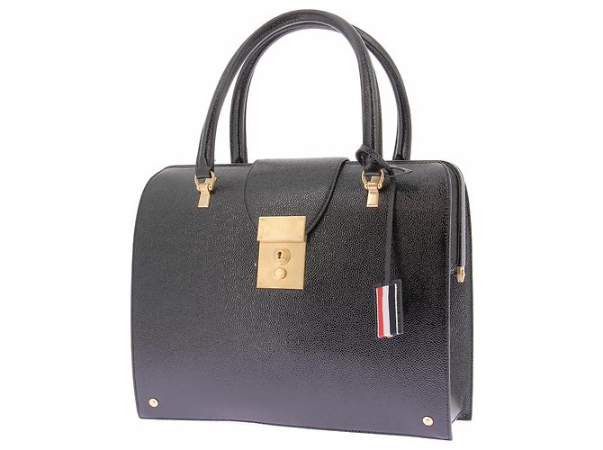 Thom Browne Borsa tote "Mr. Thom" in pelle granulata Nero - vista 2