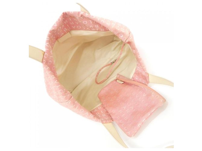 Bulgari Borsa Bvlgari Rosa e Crema in Pelle e Tela Crudo - vista 7
