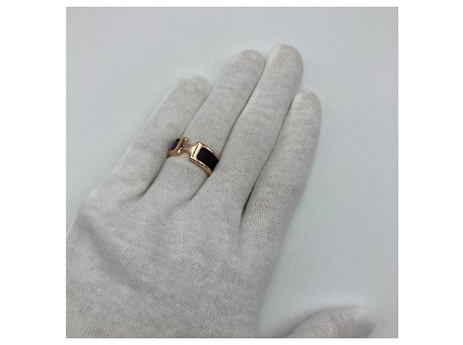 Ring Hermès Anello a fascia in pelle HERMES Olympe PM Giallo Marrone scuro - vista 10