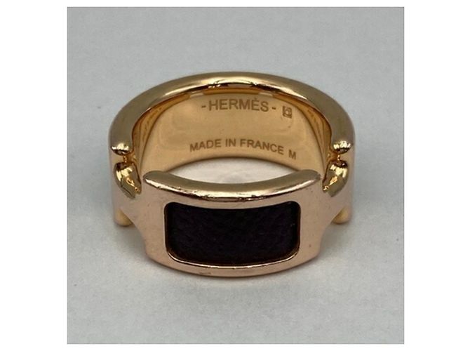 Ring Hermès Anello a fascia in pelle HERMES Olympe PM Giallo Marrone scuro - vista 2