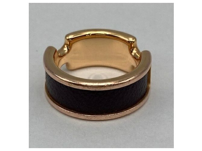 Ring Hermès Anello a fascia in pelle HERMES Olympe PM Giallo Marrone scuro - vista 3