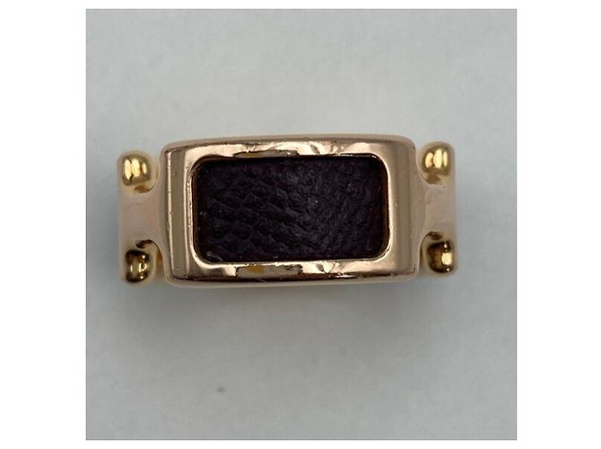 Ring Hermès Anello a fascia in pelle HERMES Olympe PM Giallo Marrone scuro - vista 4