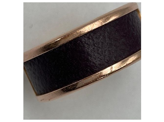 Ring Hermès Anello a fascia in pelle HERMES Olympe PM Giallo Marrone scuro - vista 6