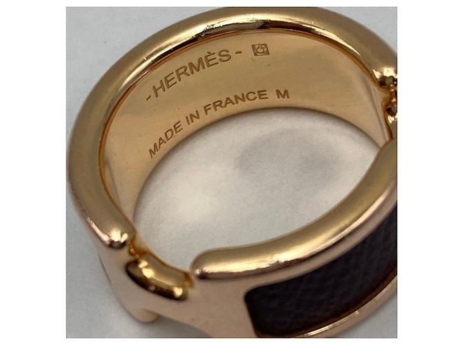 Ring Hermès Anello a fascia in pelle HERMES Olympe PM Giallo Marrone scuro - vista 8