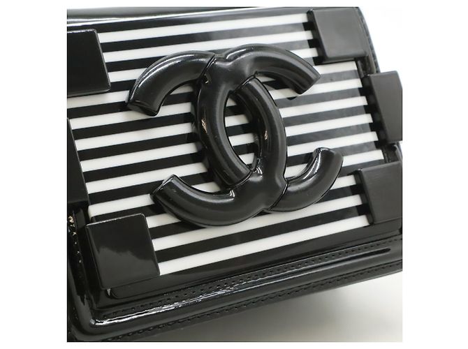 Borsa a Spalla Chanel Lego Boy Nero Bianco - vista 10