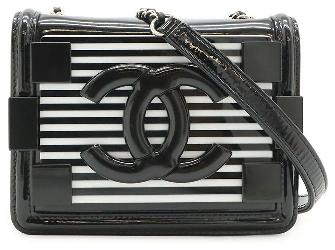 Borsa a Spalla Chanel Lego Boy Nero Bianco - vista 2