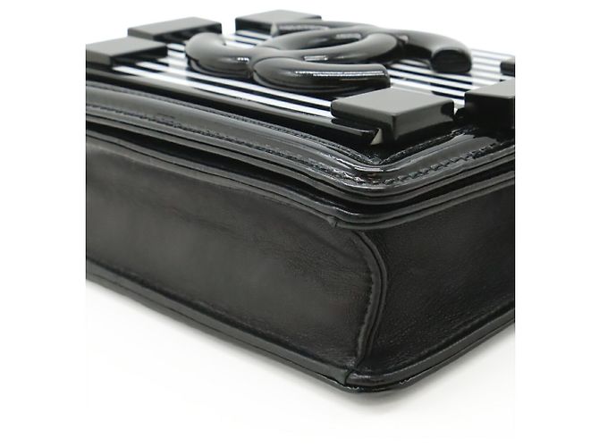 Borsa a Spalla Chanel Lego Boy Nero Bianco - vista 4