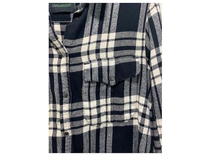 Zadig & Voltaire Camisa de cuadros blanca y negra de algodón Negro Blanco - vista 2