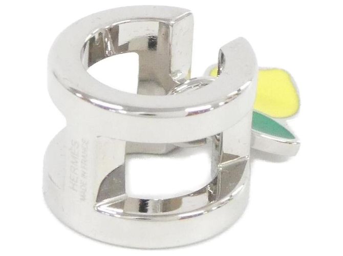 Ring Hermès Sciarpa e anello per muffola Hermes Mini H Citron Argento - vista 2