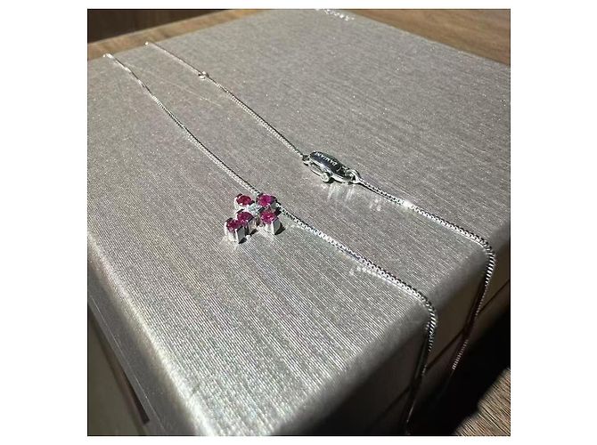 Collana Damiani Belle Croce Rubini e Diamanti Rosa - vista 5