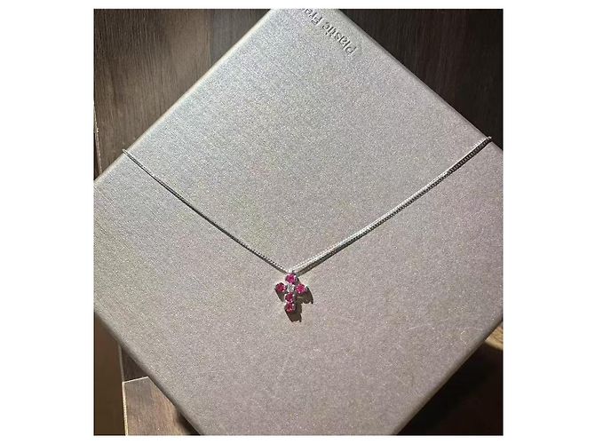 Collana Damiani Belle Croce Rubini e Diamanti Rosa - vista 6