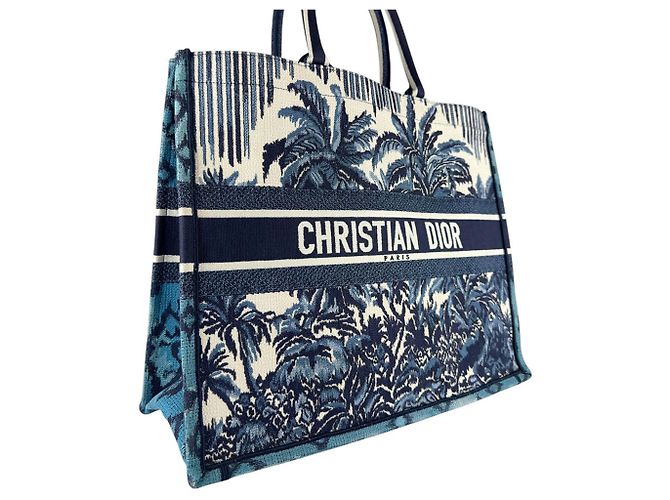 Borsa a mano Christian Dior in tela blu navy - vista 10