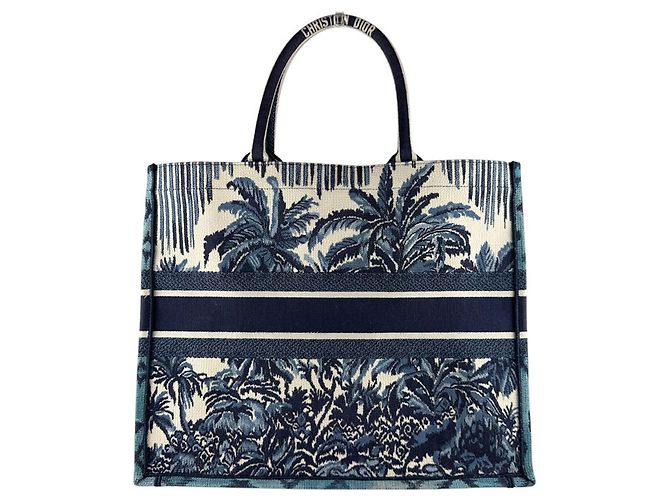 Borsa a mano Christian Dior in tela blu navy - vista 3