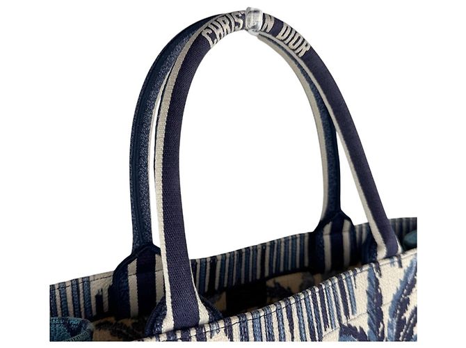Borsa a mano Christian Dior in tela blu navy - vista 9