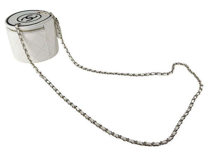 Borsa a tracolla in pelle Chanel Nero Bianco - vista 10
