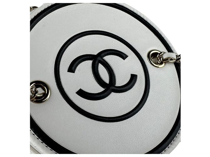 Borsa a tracolla in pelle Chanel Nero Bianco - vista 12
