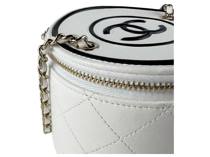 Borsa a tracolla in pelle Chanel Nero Bianco - vista 6