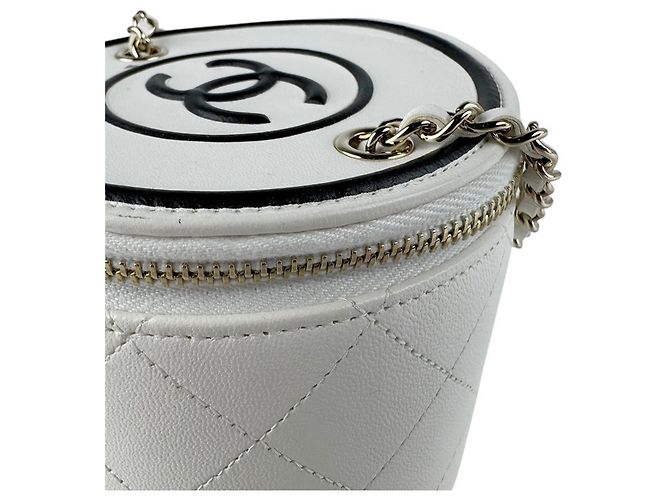 Borsa a tracolla in pelle Chanel Nero Bianco - vista 7
