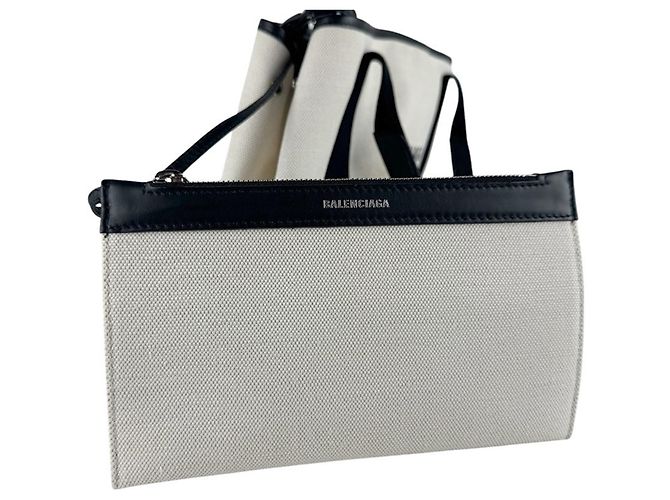 Borsa Cabas S Balenciaga Blu Navy Nero Crudo - vista 14