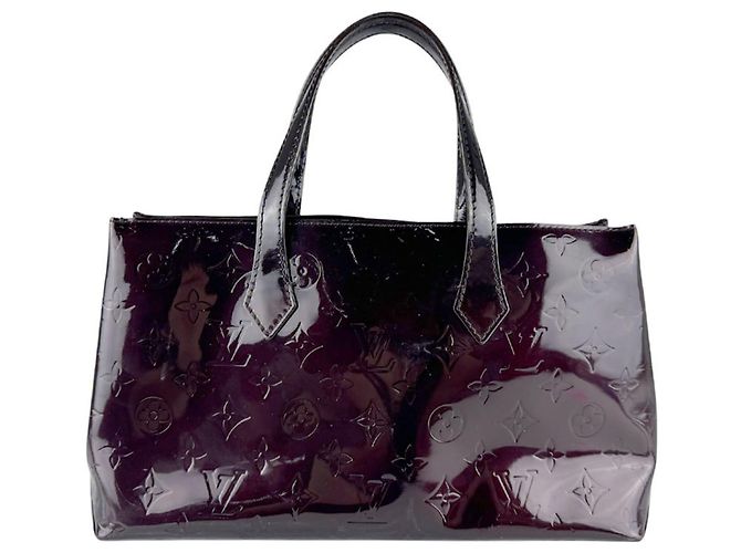 Borsa Louis Vuitton Monogram Vernis Wilshire PM Bordò - vista 3