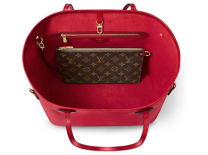 Louis Vuitton Neverfull MM Tote Bag Pelle Epi Rossa Rosso - vista 2