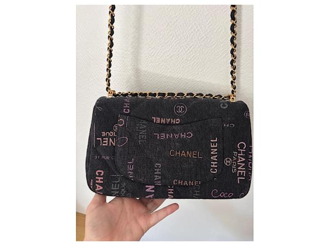 Borsa Chanel Flap in Denim Nero - vista 2