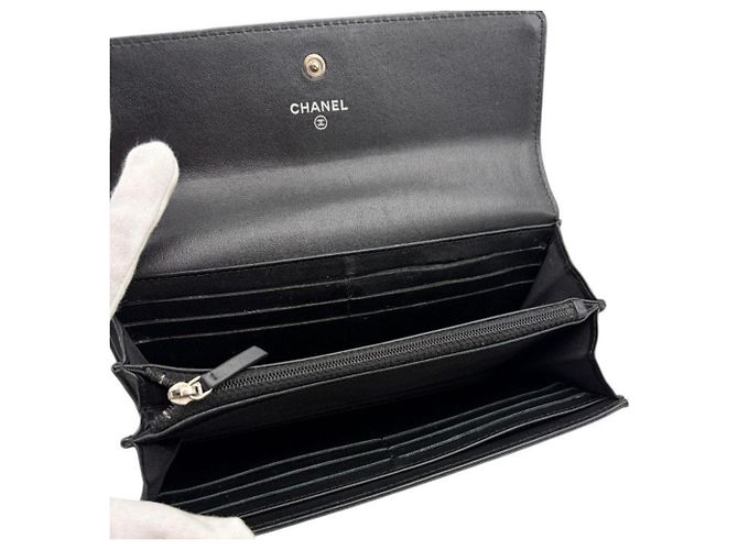 Carteira longa de couro caviar Chanel Preto - vista 4