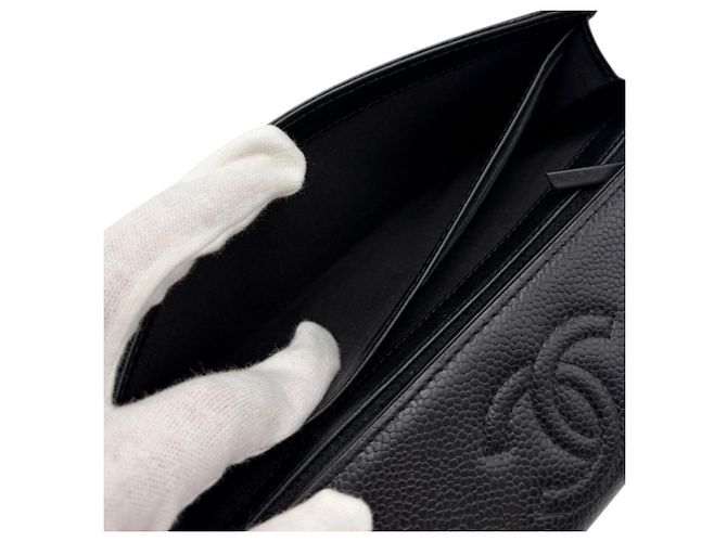 Carteira longa de couro caviar Chanel Preto - vista 6