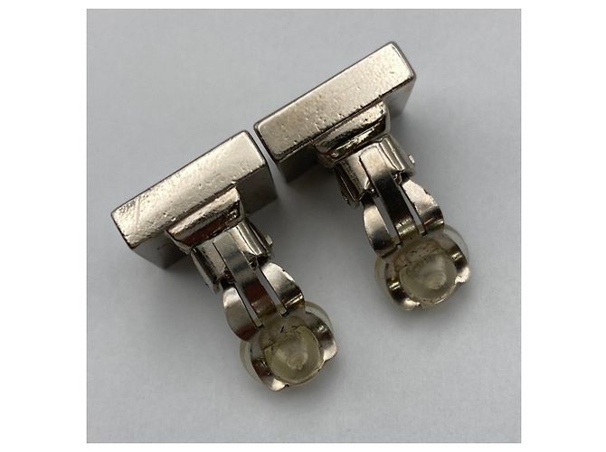 Chanel Coco Mark Monotone Square Clip-Ohrringe Schwarz Silber Weiß - Ansicht 6