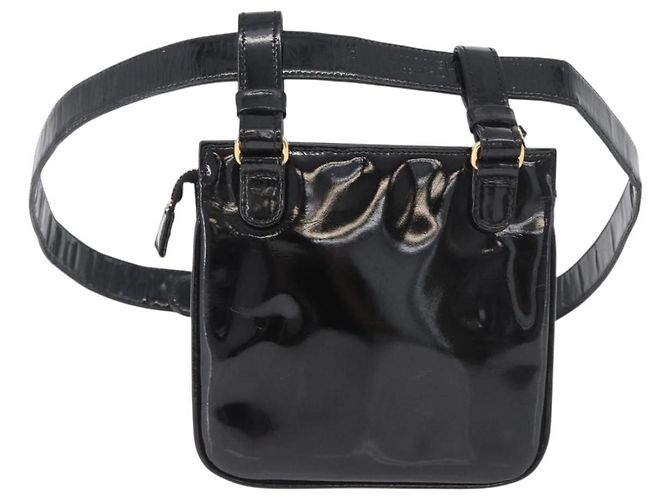 Borsa cintura Chanel Vintage Timeless in vernice Nero - vista 2