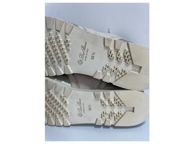 Sneakers Loro Piana Open Walk in pelle e tela Beige D'oro - vista 10