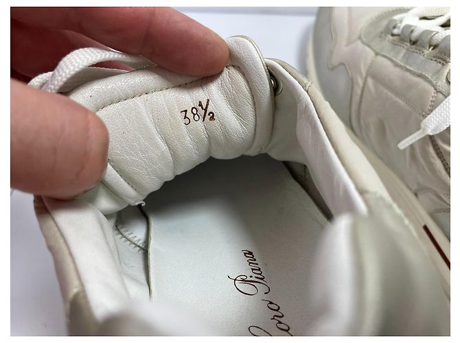 Sneakers Loro Piana Open Walk in pelle e tela Beige D'oro - vista 11