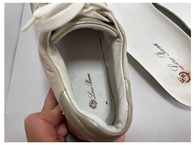 Sneakers Loro Piana Open Walk in pelle e tela Beige D'oro - vista 14