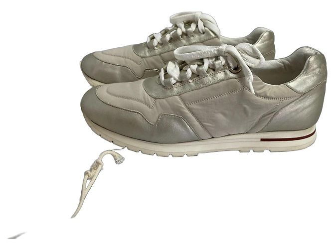 Sneakers Loro Piana Open Walk in pelle e tela Beige D'oro - vista 2