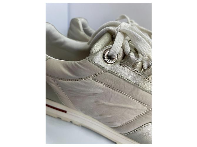 Sneakers Loro Piana Open Walk in pelle e tela Beige D'oro - vista 3