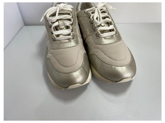 Sneakers Loro Piana Open Walk in pelle e tela Beige D'oro - vista 4