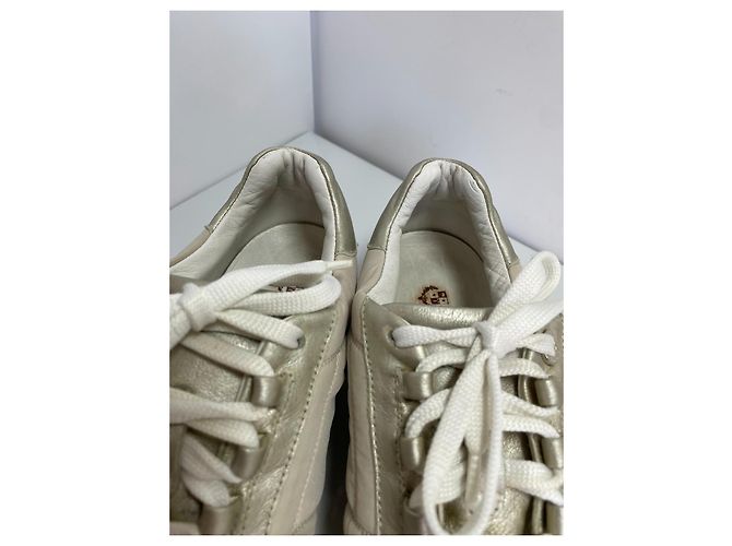 Sneakers Loro Piana Open Walk in pelle e tela Beige D'oro - vista 5