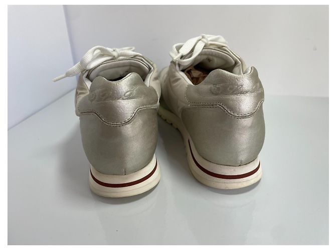 Sneakers Loro Piana Open Walk in pelle e tela Beige D'oro - vista 6