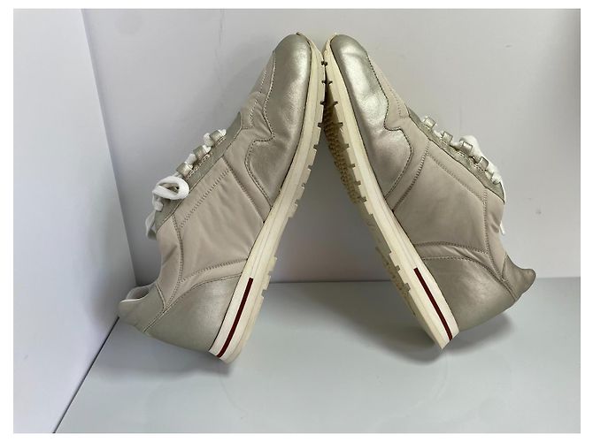 Sneakers Loro Piana Open Walk in pelle e tela Beige D'oro - vista 8
