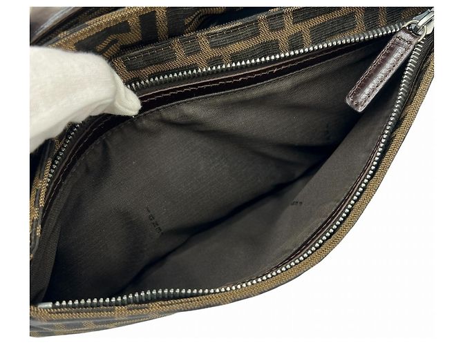 Borsa a tracolla a secchiello Fendi Zucca Mamma Marrone - vista 10