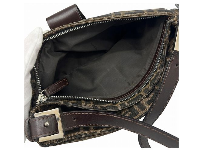 Borsa a tracolla a secchiello Fendi Zucca Mamma Marrone - vista 8