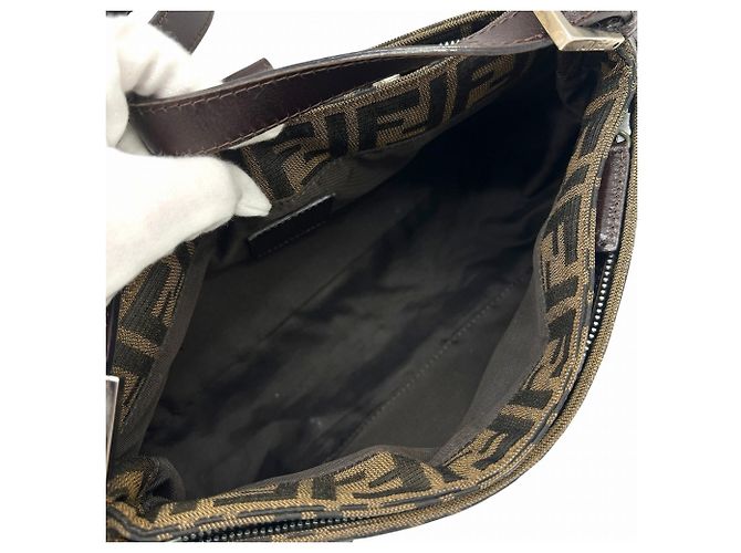 Borsa a tracolla a secchiello Fendi Zucca Mamma Marrone - vista 9