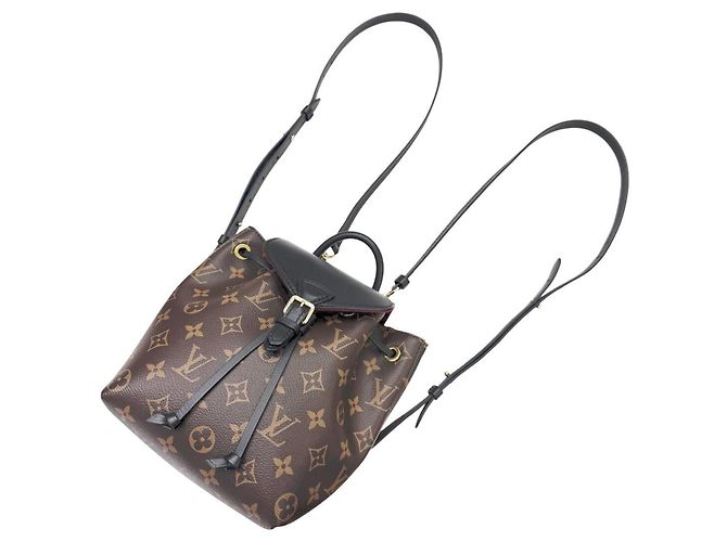 Zaino Louis Vuitton Montsouris NMBB M45516 Monogram Leather Marrone Nero - vista 10