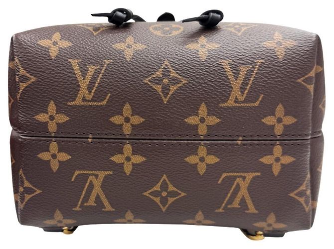 Zaino Louis Vuitton Montsouris NMBB M45516 Monogram Leather Marrone Nero - vista 5
